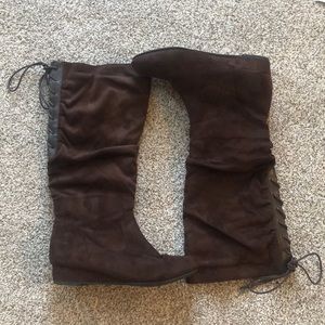 2 Lips Too Brown Slouch Faux-Suede Boots